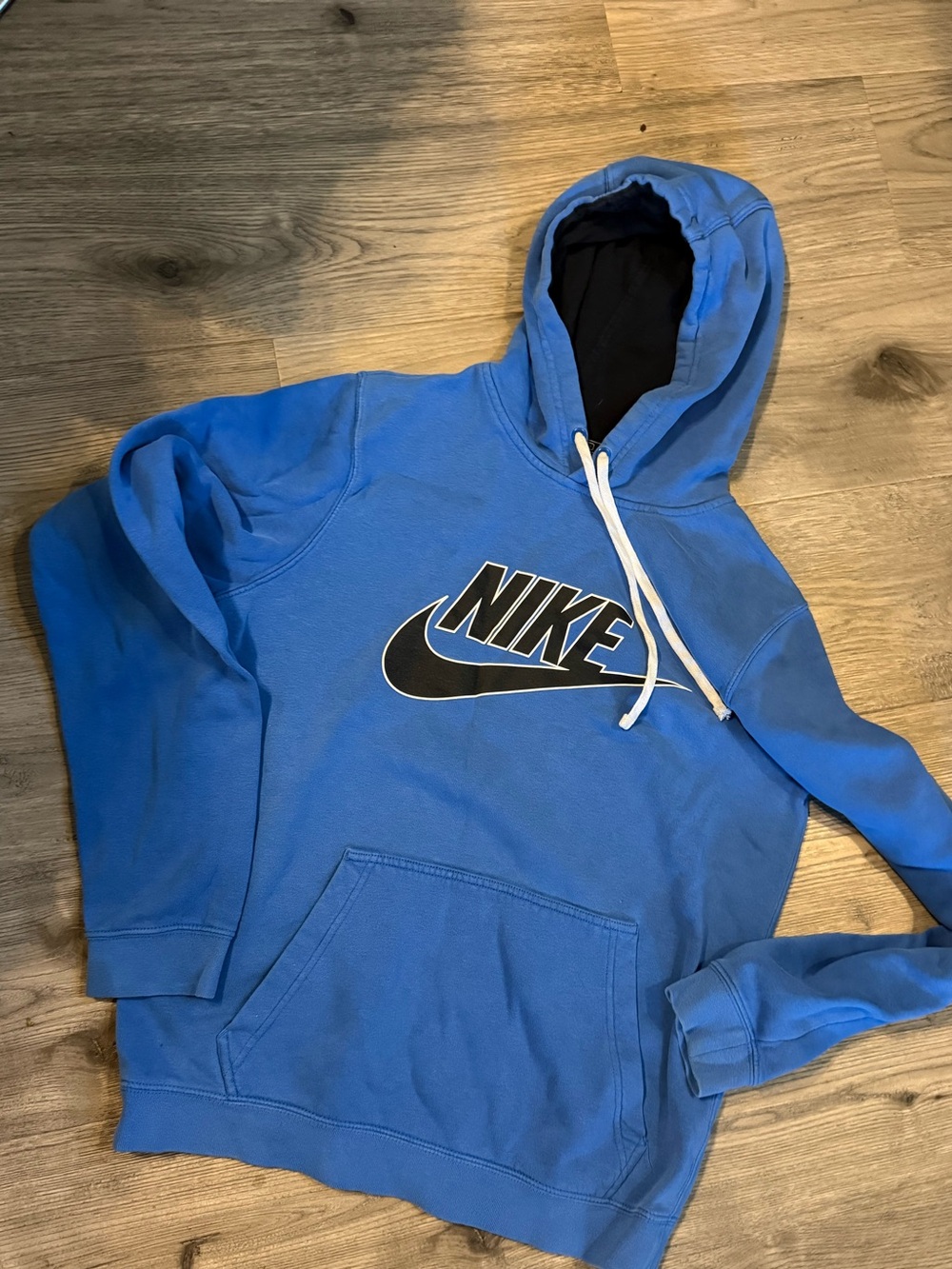 Nike Men's Blue Hoodie with Black Logo